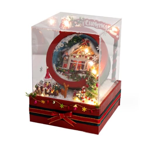 PizazzToy 3D Holz Puzzle Weihnachtshaus Modell mit Spieluhr, DIY Handicraft Miniatur-Kunsthäuschen 3D Steampunk Puzzle, Weihnachten 2025 Dekoration Geschenk Modell von PizazzToy