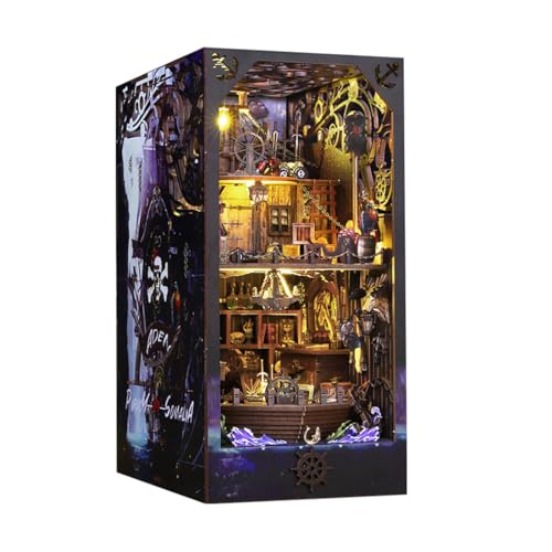 PizazzToy 3D Puzzle Holz Aden Schiff Buchstütze, DIY Montage 3D Holzpuzzle Miniatur-Weihnachtshaus Bastelset Weihnachten 2025 Dekoration Geschenk Modell(324 Teile) von PizazzToy