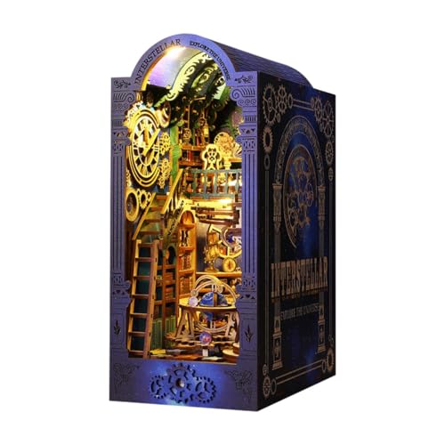 PizazzToy 3D Puzzle Holz Astronomische Entdeckungsreise Buchstütze, DIY Montage 3D Holzpuzzle Miniatur-Weihnachtshaus Bastelset Weihnachten 2025 Dekoration Geschenk Modell(365 Teile) von PizazzToy
