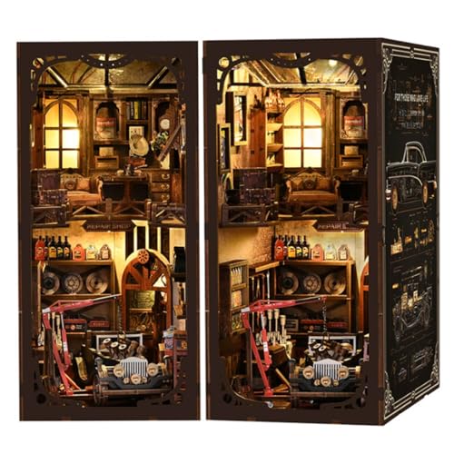 PizazzToy 3D Puzzle Holz Autowerkstatt für Erwachsene, DIY Montage 3D Holzpuzzle Miniatur-Haus Bausätze, Weihnachten Dekoration Modell (374 Teile) von PizazzToy