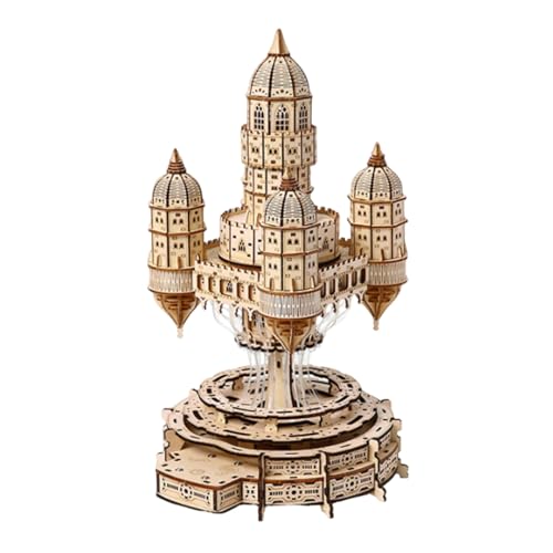 PizazzToy 3D Puzzle Holz Das Schloss im Himmel für Erwachsene, DIY Montage 3D Holzpuzzle Burg Haus Bastelset mit LED, Weihnachten 2025 Dekoration Modell (521Teile) von PizazzToy