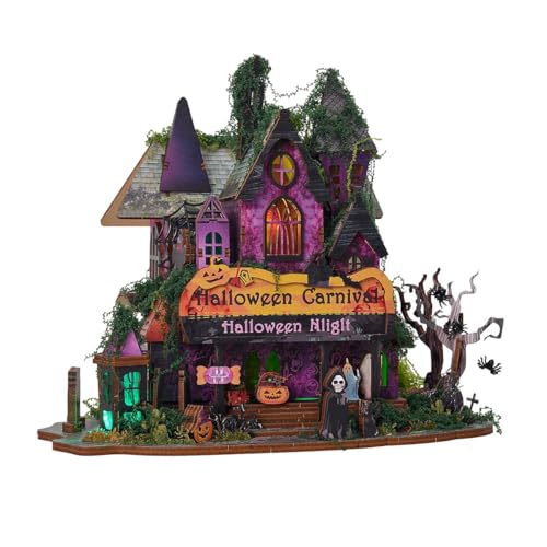 PizazzToy 3D Puzzle Holz Halloween-Nacht für Erwachsene, DIY Montage 3D Holzpuzzle Miniatur-Horrorhaus Halloween Haus Bausätze, Halloween-Dekoration Modell, 27,7 x 20,5 x 23,3 cm PizazzToy 3D Puzzle Holz Halloween-Nacht für Erwachsene, DIY Montage 3D Holzpuzzle Miniatur-Horrorhaus Halloween Haus Bausätze, Halloween-Dekoration Modell, 27,7 x 20,5 x 23,3 cm von PizazzToy