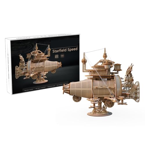 PizazzToy 3D Puzzle Holz Kreuzer Set, DIY Handarbeit Montage 3D Holzpuzzle Huiqiao Domain Speed Cruiser Flaggschiff Bastelset, Weihnachten 2025 Dekoration Geschenk Modell (233+ Teile) von PizazzToy
