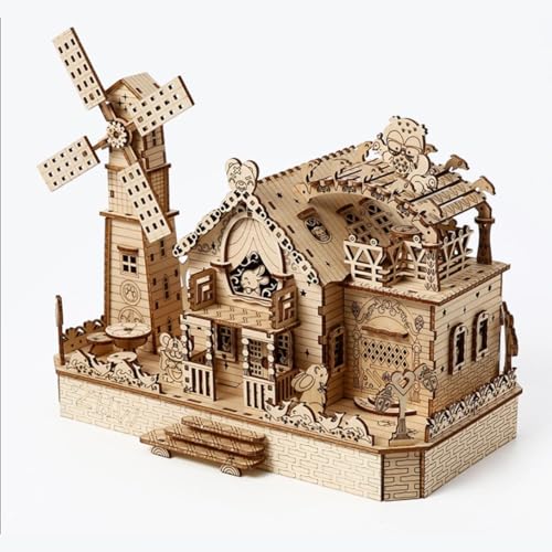 PizazzToy 3D Puzzle Holz Tierhäuschen für Erwachsene, DIY Montage 3D Holzpuzzle Mechanische Haus Bastelset, Weihnachten 2025 Dekoration Modell (174 Teile) von PizazzToy
