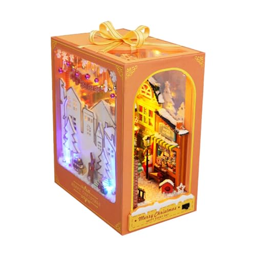 PizazzToy 3D Puzzle Holz Weihnachten Buchladen für Erwachsene, DIY Montage 3D Holzpuzzle Bastelset Weihnachten 2025 Dekoration Geschenk Modell (170 Teile) von PizazzToy