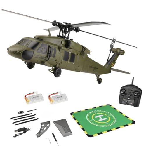 PizazzToy K170 UH-60L RC Hubschrauber, 170 Größe 2.4G 4CH 6-Achsen Gyro Flybarless RC Helikopter mit Höhenschwebeflug, Einstellbare Linke und rechte Hand Throttle für Anfänger von PizazzToy