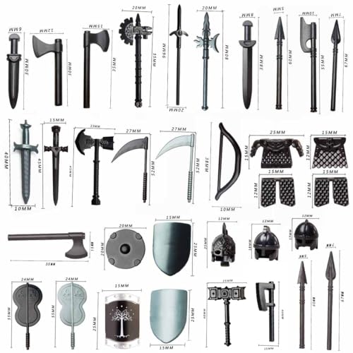 PizazzToy Militär Waffen Set, 71 Stück Mittelalterliches Altes Rom Armee-Waffen Custom Figur Waffe Helm Rüstung SWAT Team Polizei Waffen Baustein von PizazzToy