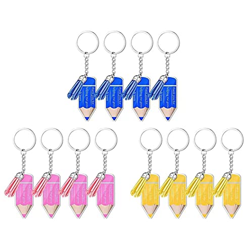 12 x Schlüsselanhänger für Lehrer, Wertschätzung, Bleistift, Acryl, für Studenten, Abschlussfeier, Dankeschön 12 x Schlüsselanhänger für Lehrer, Wertschätzung, Bleistift, Acryl, für Studenten, Abschlussfeier, Dankeschön von Pjeghbvop