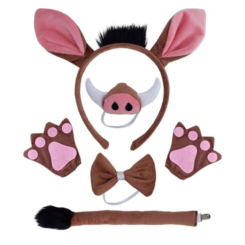 Pjeghbvop 1/4/5/6 Kostüme für Kinder, Ohr-Stirnbänder, Schwanz, Fliege, Handschuh, Tutus und Nase, Halloween, Tier-Cosplay-Zubehör Pjeghbvop 1/4/5/6 Kostüme für Kinder, Ohr-Stirnbänder, Schwanz, Fliege, Handschuh, Tutus und Nase, Halloween, Tier-Cosplay-Zubehör von Pjeghbvop