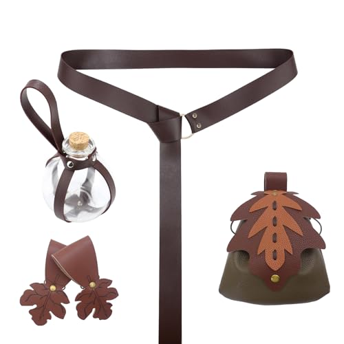 Pjeghbvop 1 Set Mittelalterliches Renaissances-Kostüm-Set aus PU-Leder mit Gürtel, Trank, Flasche, Tassenhalter, Rock, Wanderungen für Halloween, Cosplay Pjeghbvop 1 Set Mittelalterliches Renaissances-Kostüm-Set aus PU-Leder mit Gürtel, Trank, Flasche, Tassenhalter, Rock, Wanderungen für Halloween, Cosplay von Pjeghbvop