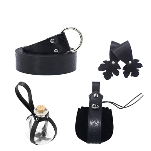 Pjeghbvop 1 Set Mittelalterliches Renaissances-Kostüm-Set aus PU-Leder mit Gürtel, Trank, Flasche, Tassenhalter, Rock, Wanderungen für Halloween, Cosplay Pjeghbvop 1 Set Mittelalterliches Renaissances-Kostüm-Set aus PU-Leder mit Gürtel, Trank, Flasche, Tassenhalter, Rock, Wanderungen für Halloween, Cosplay von Pjeghbvop