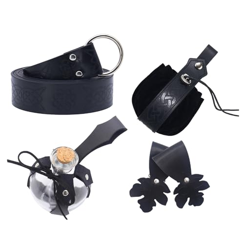 Pjeghbvop 1 Set Mittelalterliches Renaissances-Kostüm-Set aus PU-Leder mit Gürtel, Trank, Flasche, Tassenhalter, Rock, Wanderungen für Halloween, Cosplay Pjeghbvop 1 Set Mittelalterliches Renaissances-Kostüm-Set aus PU-Leder mit Gürtel, Trank, Flasche, Tassenhalter, Rock, Wanderungen für Halloween, Cosplay von Pjeghbvop
