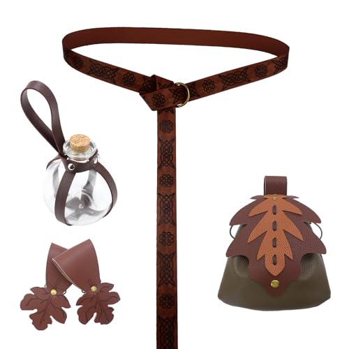 Pjeghbvop 1 Set Mittelalterliches Renaissances-Kostüm-Set aus PU-Leder mit Gürtel, Trank, Flasche, Tassenhalter, Rock, Wanderungen für Halloween, Cosplay Pjeghbvop 1 Set Mittelalterliches Renaissances-Kostüm-Set aus PU-Leder mit Gürtel, Trank, Flasche, Tassenhalter, Rock, Wanderungen für Halloween, Cosplay von Pjeghbvop