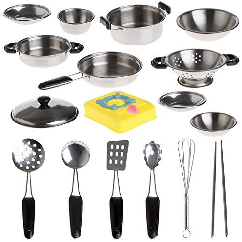Pjeghbvop 20pcs Edelstahl Töpfe Pans Kochgeschirr Miniaturspielzeug Vorgeben Spielgeschenk Zu Spielen von Pjeghbvop