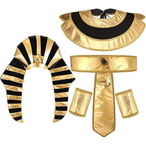 Pjeghbvop Ägyptisches Kostümzubehör-Set, ägyptischer Pharao, Kopfschmuck, ägyptische Halsbänder, Armbänder für Halloween, Rollenspiele, Cosplay Pjeghbvop Ägyptisches Kostümzubehör-Set, ägyptischer Pharao, Kopfschmuck, ägyptische Halsbänder, Armbänder für Halloween, Rollenspiele, Cosplay von Pjeghbvop