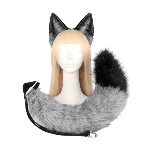 Pjeghbvop Anime-Cosplay-Requisiten, Füchse, Ohren und Schwanz, Plüsch, pelzig, Tierohren, Haarreif mit Füchsen, Schwanz, Kostümparty Pjeghbvop Anime-Cosplay-Requisiten, Füchse, Ohren und Schwanz, Plüsch, pelzig, Tierohren, Haarreif mit Füchsen, Schwanz, Kostümparty von Pjeghbvop