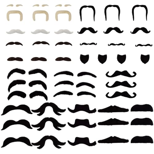 Pjeghbvop Künstliche Schnurrbärte, selbstklebend, Haarbart-Kostüm, Gesichtsbehandlungen, Haare, für Weihnachten, Party, Dekoration, künstliche Schnurrbärte, 49 Stück Pjeghbvop Künstliche Schnurrbärte, selbstklebend, Haarbart-Kostüm, Gesichtsbehandlungen, Haare, für Weihnachten, Party, Dekoration, künstliche Schnurrbärte, 49 Stück von Pjeghbvop