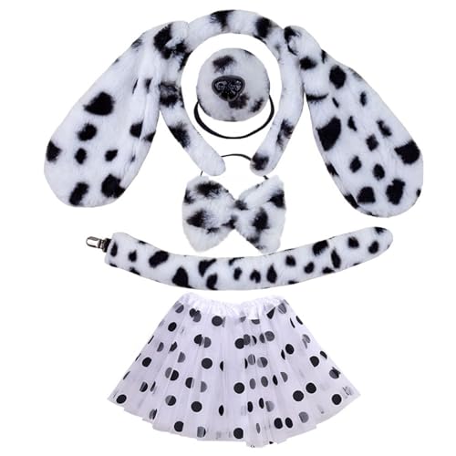 Pjeghbvop Niedliche Bühnenkostüm Set Hunde Ohr Stirnband/Schwanz/Bowtie Outfit Set Für Kinder Cosplay Masquerades Party Supply von Pjeghbvop