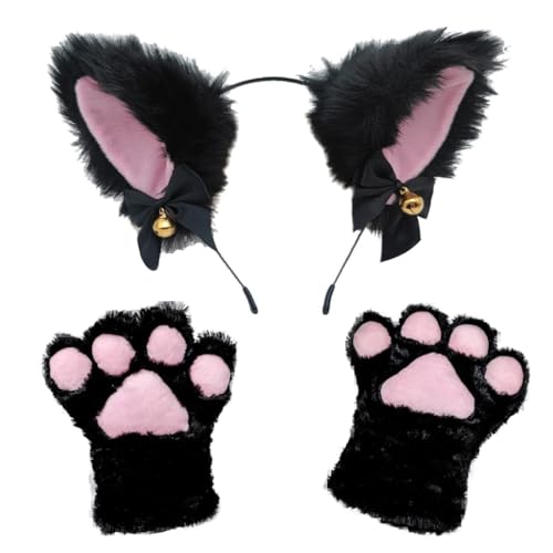 Pjeghbvop Ohren-Stirnband und Pfoten-Handschuh-Set, Anime-Cosplay-Kostüm für Mädchen, Kinder, Weihnachten, Halloween, Party, Verkleiden Pjeghbvop Ohren-Stirnband und Pfoten-Handschuh-Set, Anime-Cosplay-Kostüm für Mädchen, Kinder, Weihnachten, Halloween, Party, Verkleiden von Pjeghbvop