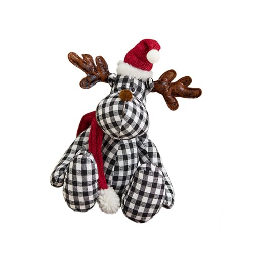 Pjeghbvop Stylish Kariertes Mustertuch Hirsch Plushie Hirsch Hirschspielzeug Weicher Und Stabiler Hirschfiguren Für Jede Partyumgebung von Pjeghbvop
