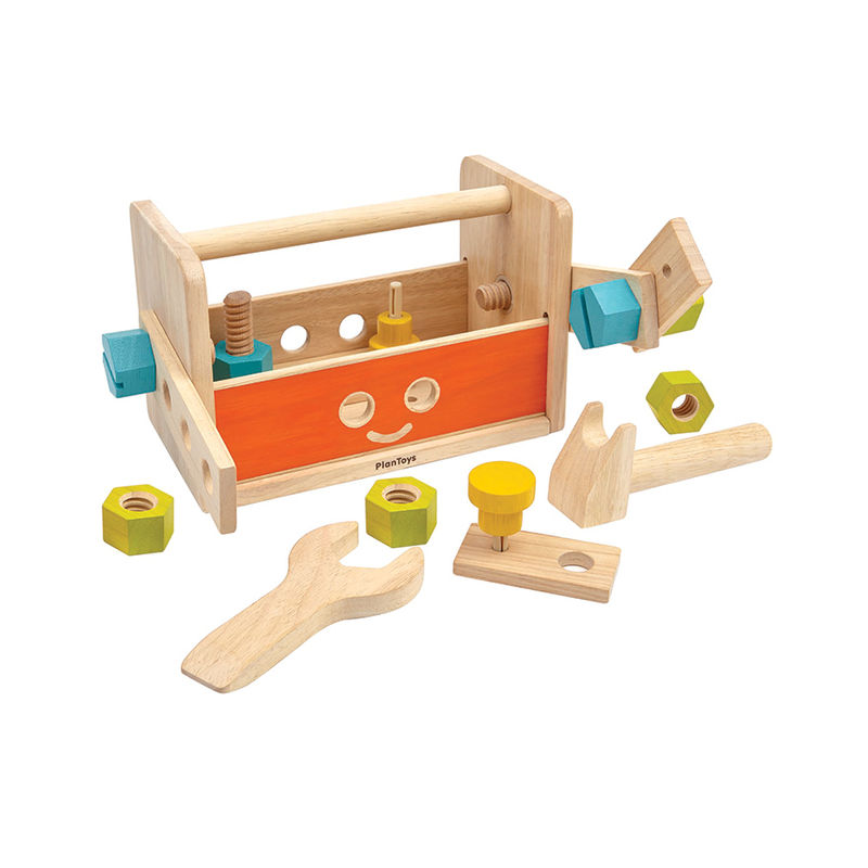 Holz-Werkzeugkasten ROBOTER 19-teilig von Plan Toys