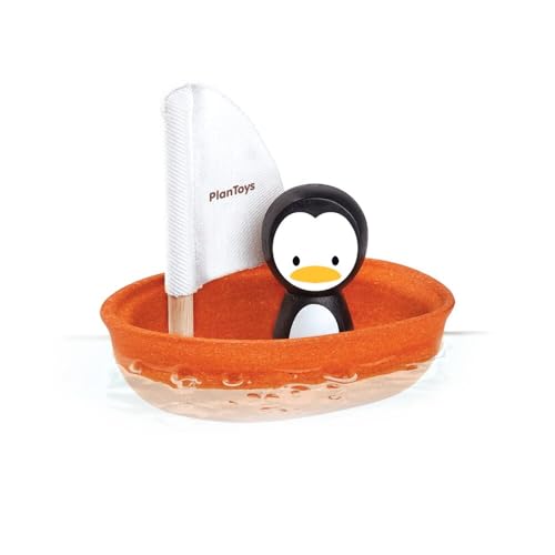PlanToys 8854740057112 Sailing Boat-Penguin Toy, One Size von PlanToys