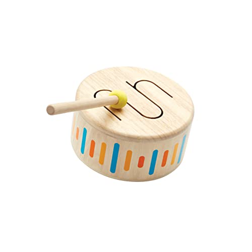 PlanToys Schlagzeug Kinder - Trommel Kinder - Musik Spielzeug ab 1 Jahr - Kindertrommel aus Holz - Kinderschlagzeug inkl. Trommelstock mit Gummikopf -Beige (Beige) von PlanToys