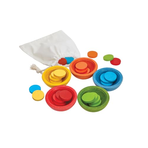 PlanToys Tassen sortieren und zählen - Holzspielzeug - 5 farbigen Holzbechern und 25 passenden Holzplättchen -Montessori Spielzeug - Motorikspielzeug PlanToys Tassen sortieren und zählen - Holzspielzeug - 5 farbigen Holzbechern und 25 passenden Holzplättchen -Montessori Spielzeug - Motorikspielzeug von PlanToys