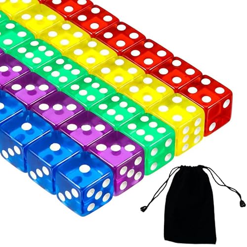 PlandleLee 20 Stück Würfel Bunt Set 6-Seitig, 14 mm, D6 Dice mit Runden Ecken, Bunt Würfel für Tenzi, Farben Würfel Set, Würfel für Würfelspiele Tischspiele, 5 Farben von PlandleLee