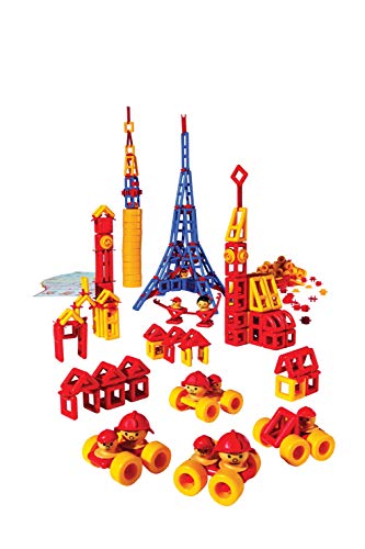 Plasticant Mobilo 330 Konstruktions-Set II, 424 Teile inkl. 12 große Räder & 16 Bauanleitungen 330-Konstruktions-Set, rot, gelb, blau von ToyCentre