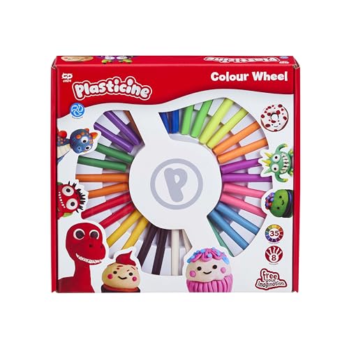 Plasticine Farbkreis-Set – 32 Stangen in 24 leuchtenden Farben mit Werkzeugen, Spielunterlage & Anleitung – Wiederverwendbare Knete für kreatives Spielen ab 5 Jahren von Plasticine