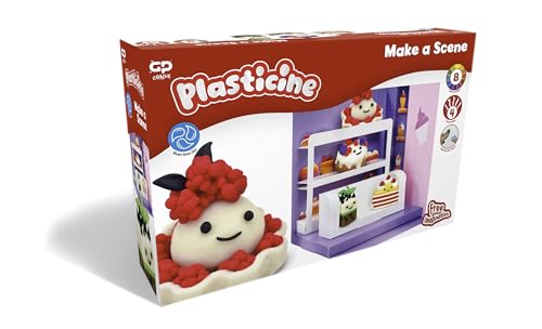 Plasticine Make A Scene Deluxe Süßigkeitenladen – Kreatives Knetset für Kinder ab 5 – Mit wiederverwendbarer Knete, Werkzeugen & Hintergrund – Sauberer Bastelspaß von Plasticine