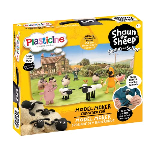 Plasticine Model-Maker-Modelliermasse-Bastelset, Shaun das Schaf - Spaß auf dem Bauernhof von Plasticine