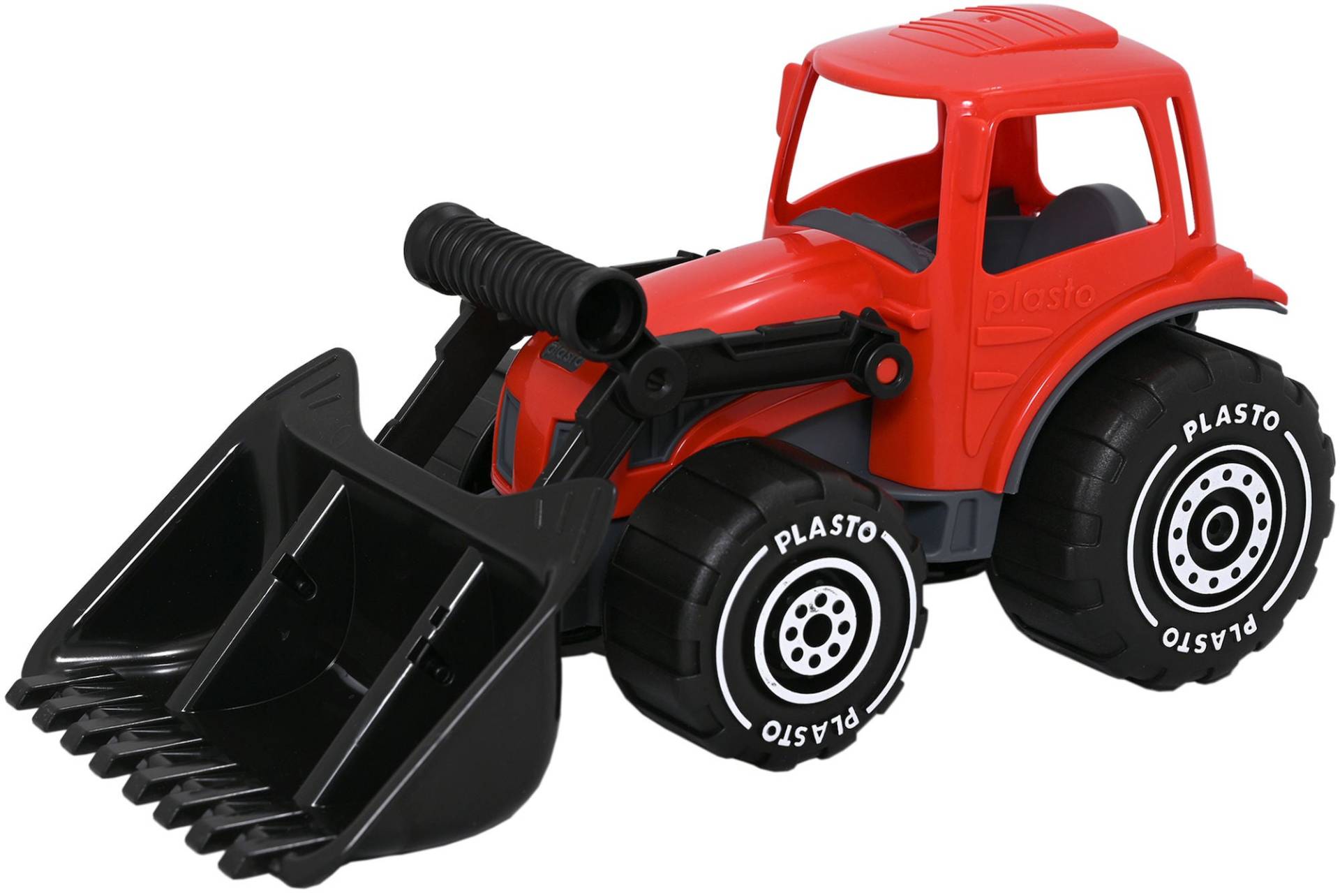 Plasto Traktor Mit Frontlader, Rot/Schwarz Plasto Traktor Mit Frontlader, Rot/Schwarz von Plasto