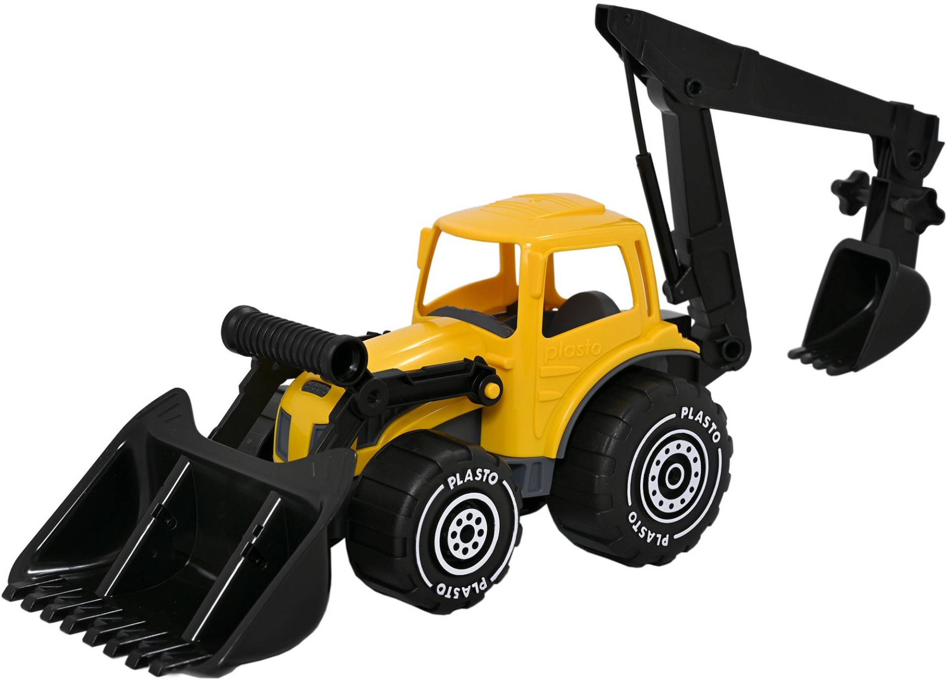 Plasto Traktor Mit Frontlader Und Bagger, Gelb/Schwarz Plasto Traktor Mit Frontlader Und Bagger, Gelb/Schwarz von Plasto