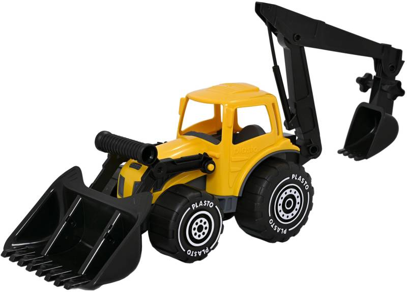 Plasto Traktor Mit Frontlader Und Bagger, Gelb/Schwarz von Plasto