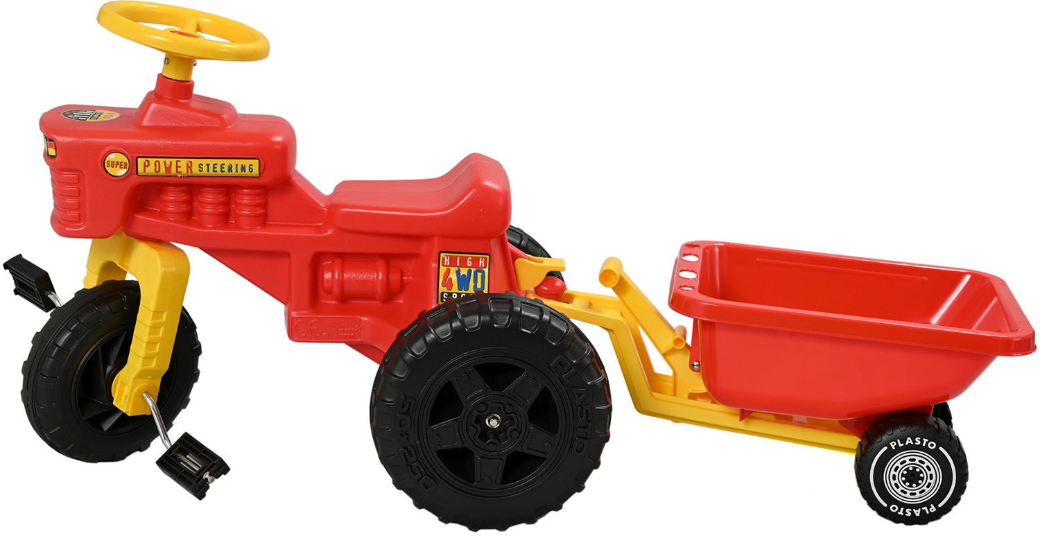 Plasto Trettraktor Mit Anhänger, Rot Plasto Trettraktor Mit Anhänger, Rot von Plasto