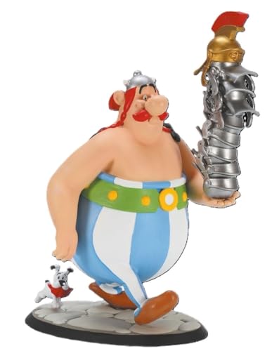 Plastoy SAS Obelix mit einem Stapel Helme und Idefix von Plastoy