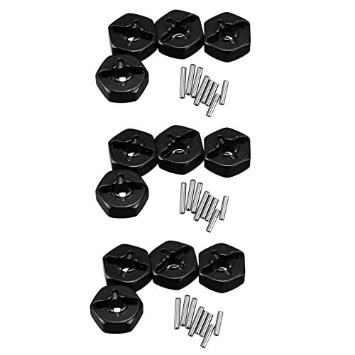 Plawee 12X 12 mm Kombinierer Rad Naben Sechskant Adapter Aus Aluminium Legierung für 144001 1/14 RC Auto Teile, Schwarz von Plawee