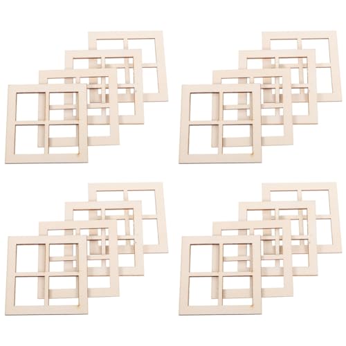 Plawee 16 Stück Fensterrahmen Aus im Maßstab 1:1, Möbel Miniatur-Fensterrahmen für Puppenhaus-Möbelzubehör von Plawee