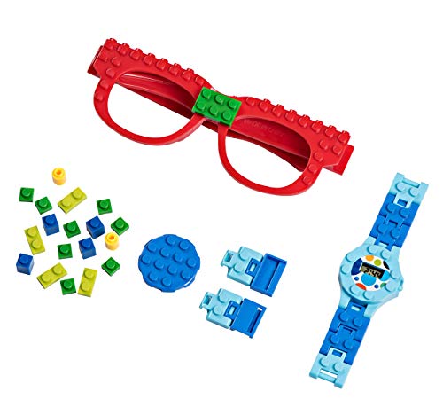 PlayBuild Building Bricks Digitaluhr- und Brillen-Set, Cooles Spielzeug für Jungen und Mädchen, Klassische Blockarmbanduhr und Brillen für Kinder jeden Alters. von Play Build