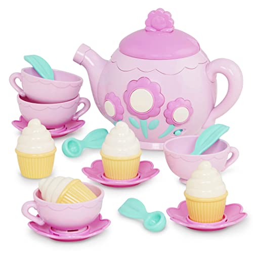 PLAY Circle – Musikalisches Teeservice Set – Teeparty Teetassen, Cupcakes und Teekanne mit Melodien und Geräuschen für Kinder ab 3 Jahren (17 Teile) von Battat