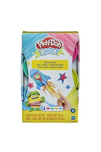 Hasbro Hengiee040 Play-Doh Elastix Modelliermasse, 4 Dosen je 56 g, 50 Farben, Klein von Play-Doh