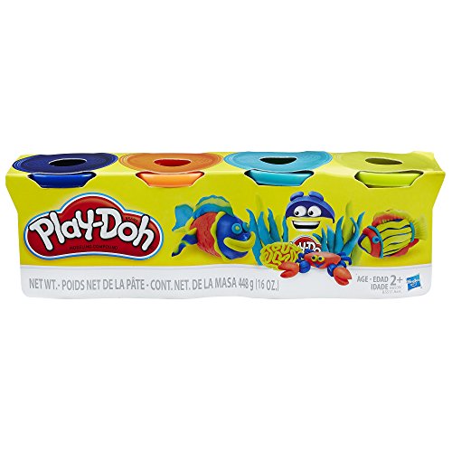 Play-Doh Hasbro B6509EL2-4er Pack, dunkelblau/orange/neonblau/neongrün, Knete von Play-Doh