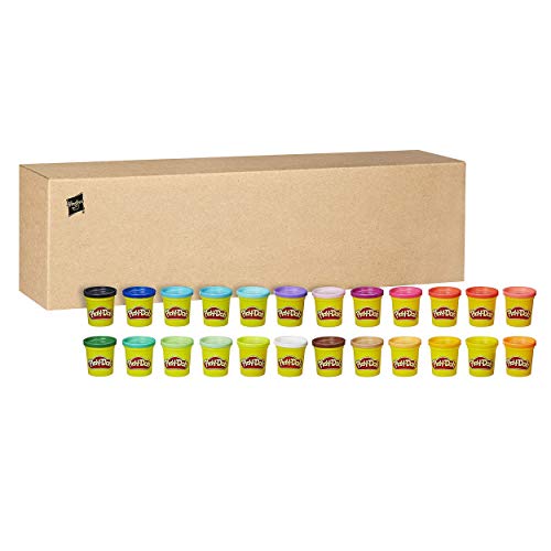 Play-Doh Pack mit 24 x 84g Dosen, Bastel-Set mit bunt gemischter Farbauswahl fördet die Kreativität, exklusiv bei Amazon erhältlich, kreatives für Kinder ab 2 Jahren von Hasbro Play-Doh