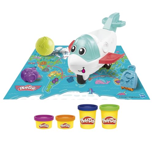 Play-Doh Flugi, das Flugzeug Starter-Set, Bastel-Set mit 2 x 57g Dosen und 2 x 28 g Dosen Plus Spielzeug und Bastelzubehör und Formen, kreatives für Kinder ab 2 Jahren von Play-Doh