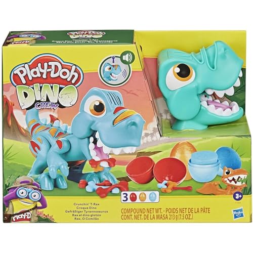 Play-Doh Dino Crew Gefräßiger Tyrannosaurus, Spielzeug für Kinder ab 3 Jahren mit lustigen Dinogeräuschen und Eiern a 70 g, No Color, One Size von Play-Doh