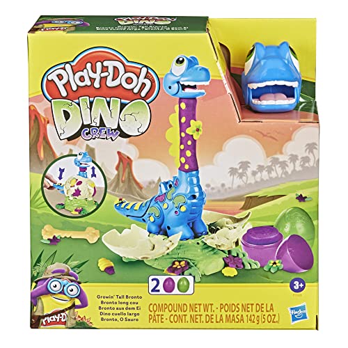 Play-Doh Dino Crew Bronto aus dem Ei, Spielzeug-Dinosaurier für Kinder ab 3 Jahren mit 2 Eiern 70 g, Knetmasse, Mehrfarbig, One Size von Play-Doh