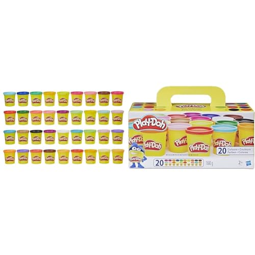 Play-Doh 36 Mega Pack, Knete für kreatives Spielen, für Kinder ab 2 Jahren 36834 Mehrfarbig 36er Pack & A7924EUC Super Farbenset (20er Pack), Knete für fantasievolles und kreatives Spielen von Play-Doh