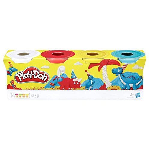Hasbro Play-Doh-Set 4er Pack Grundfarben Knetmasse, Modelliermasse für fantasievolles und kreatives Spielen, Kunstzubehör für Kinder ab 2 Jahren, in den Farben blau, gelb, rot und weiß von Hasbro Play-Doh